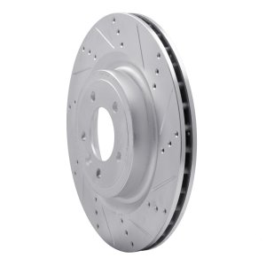 Land Rover Range Rover Brake Rotor (1) - Rear Right - R1 Concepts - Drilled & Slotted - Silver - `14-`24